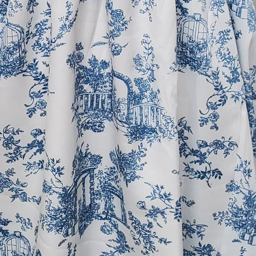 White and blue garden fabric