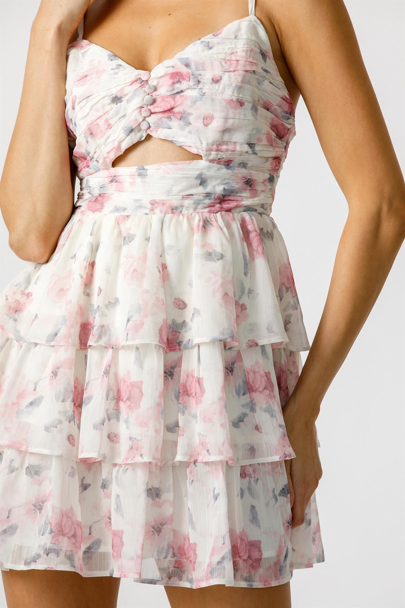 Lucille Floral Cutout Mini Dress Details