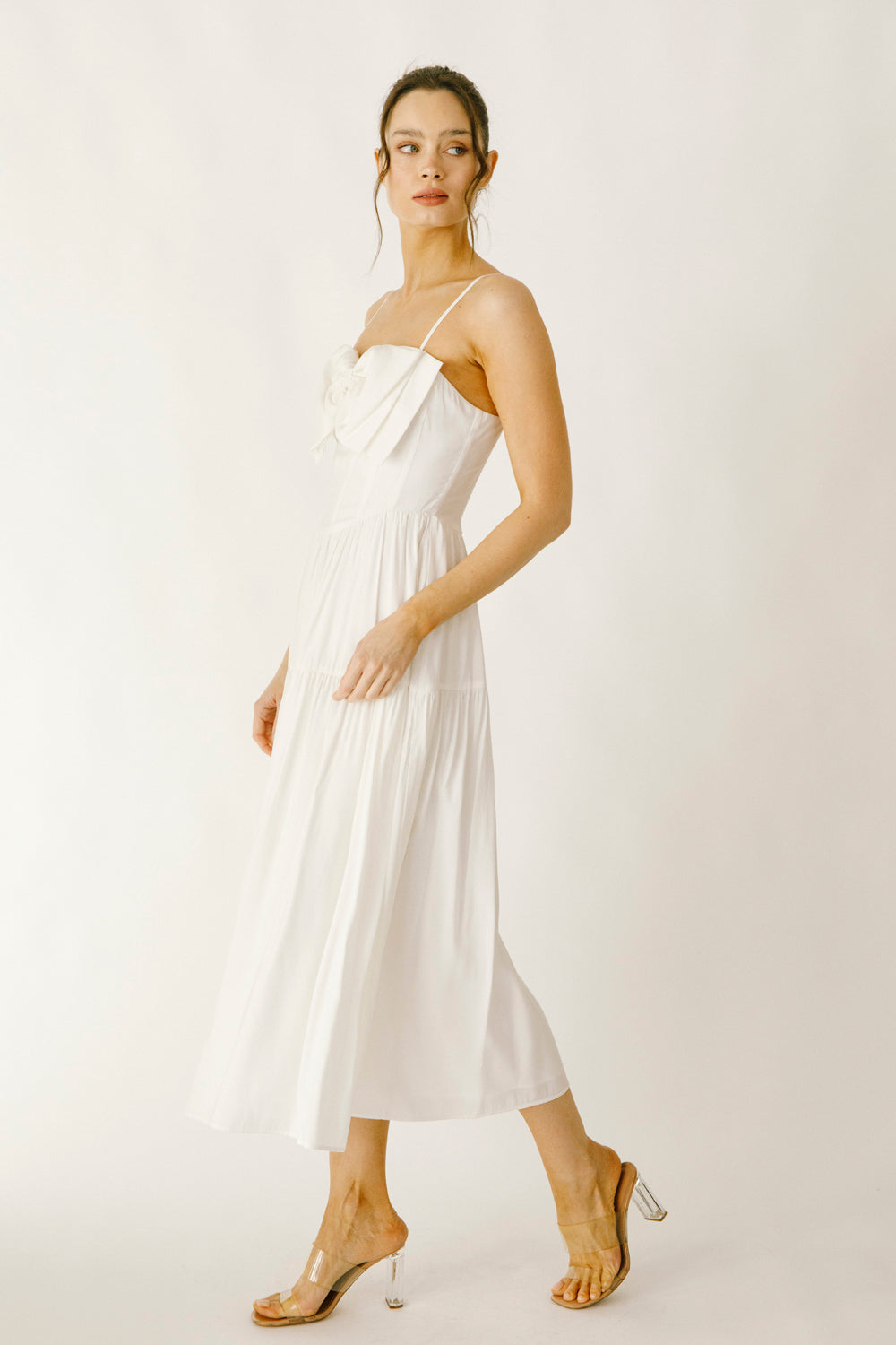 Dorothy Ivory Bow Midi Dress Side