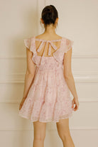 Aimee Cherry Blossom Ruffled Mini Dress Back