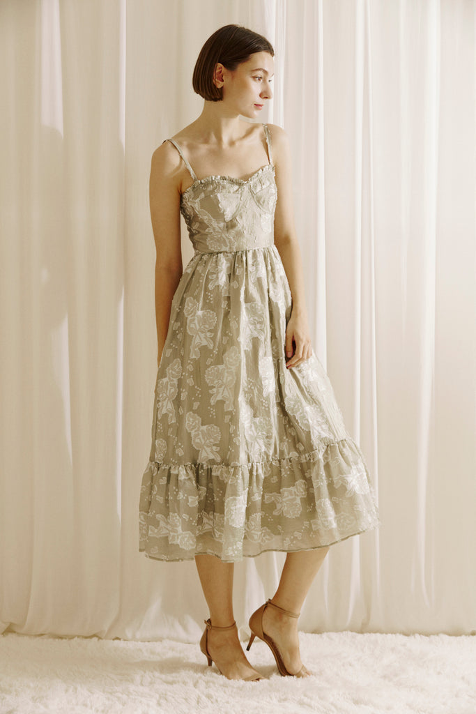 Leilah Romantic Olive Midi Dress Side