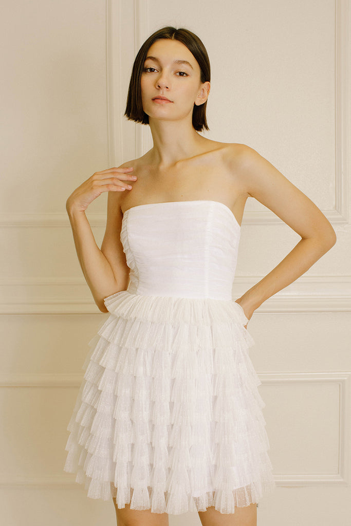 Lottie Tulle Strapless White Mini Dress Alternative