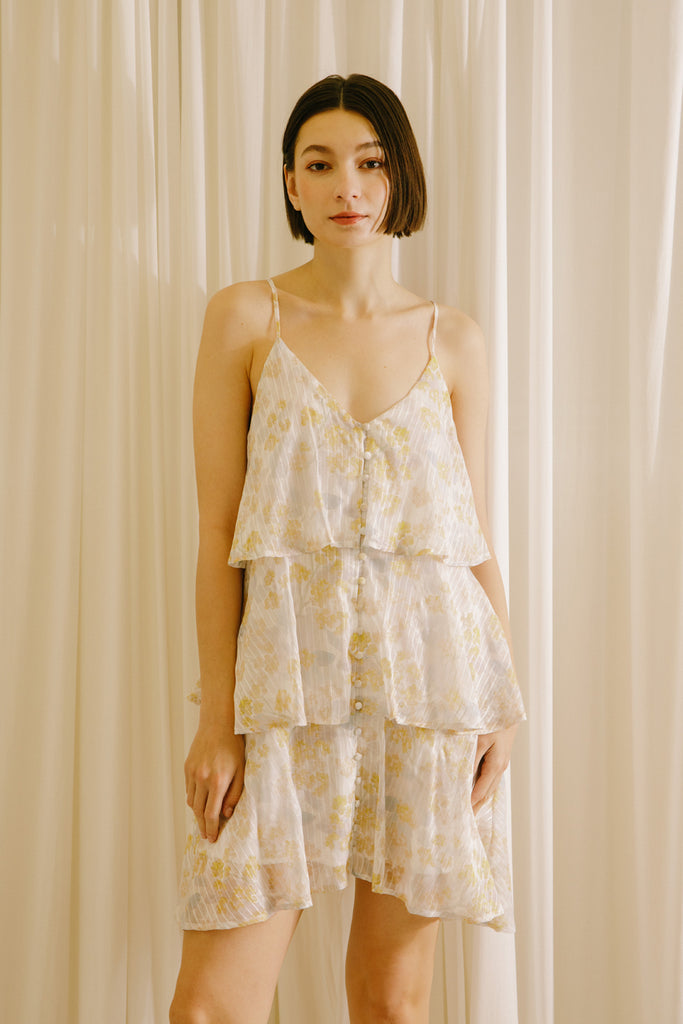 Jordan Yellow Floral Stripe Print Dress Alternative