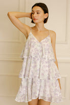 Jordan Lavender Floral Stripe Print Dress Front