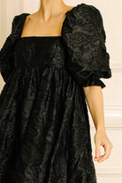 Ariana Floral Babydoll Dress Details in Black