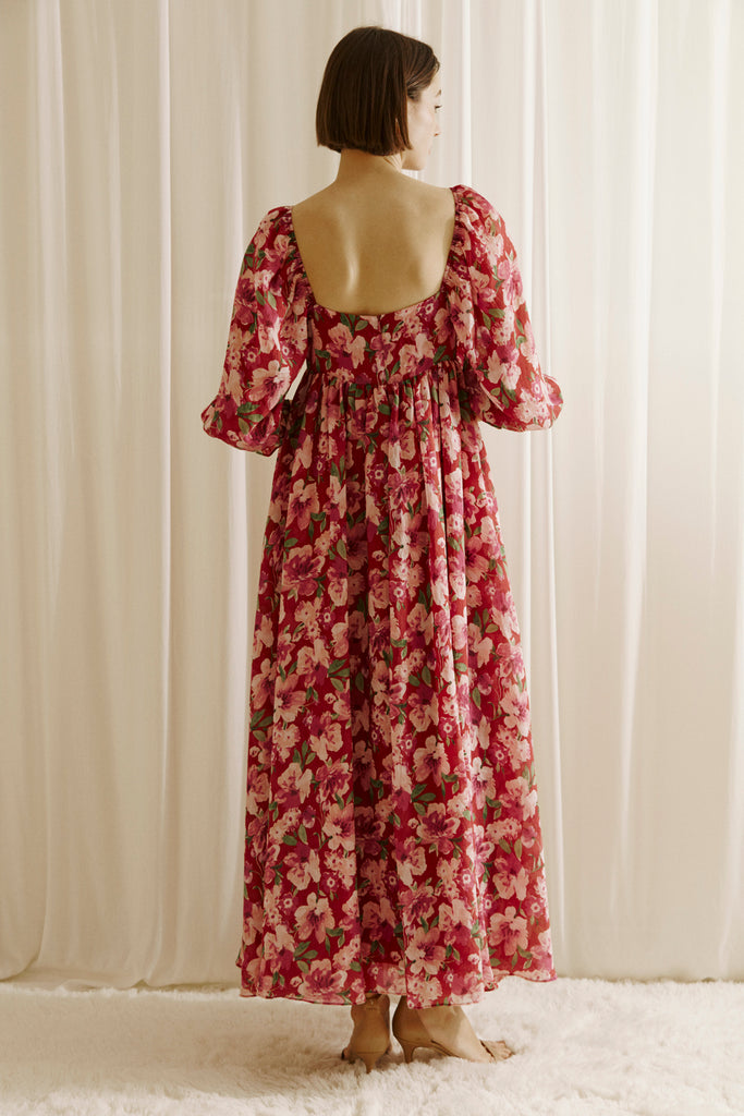 Ines Berry Floral Maxi Dress Back