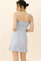 Allison Blue Gingham and Daisy Print Mini Dress Back