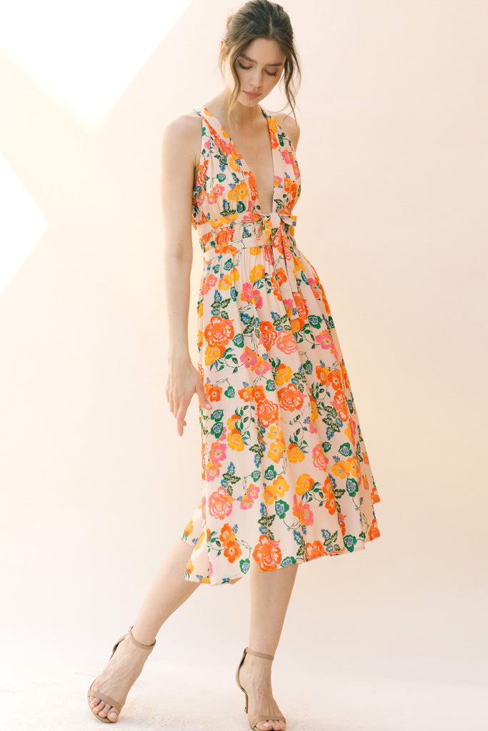 Elies Vibrant Floral Midi Dress Alternative