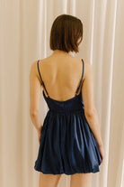 Alexa Satin Mini Dress Back in Navy