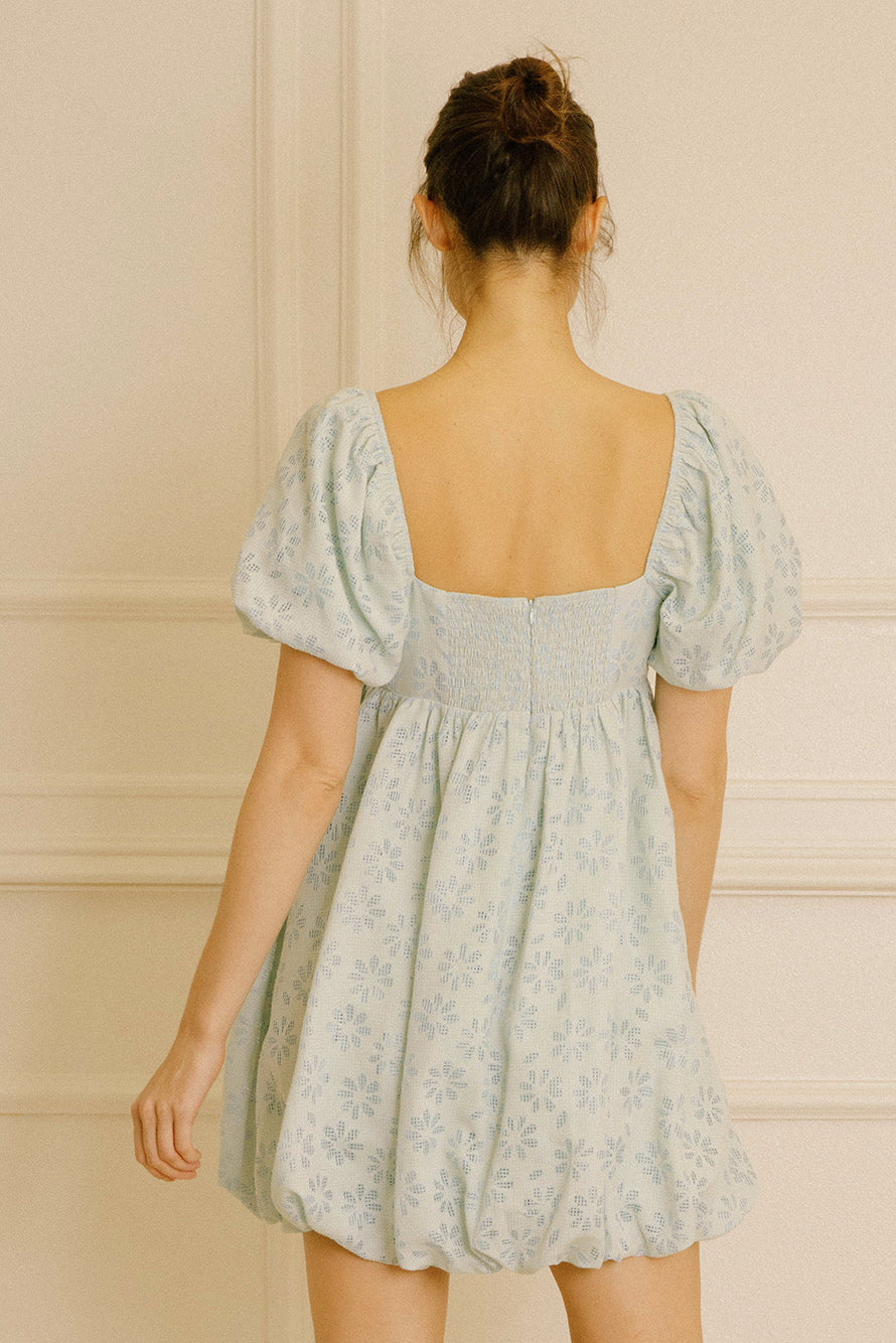 Dayana Blue Daisy Gingham Dress Back