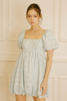 Dayana Blue Daisy Gingham Dress Front