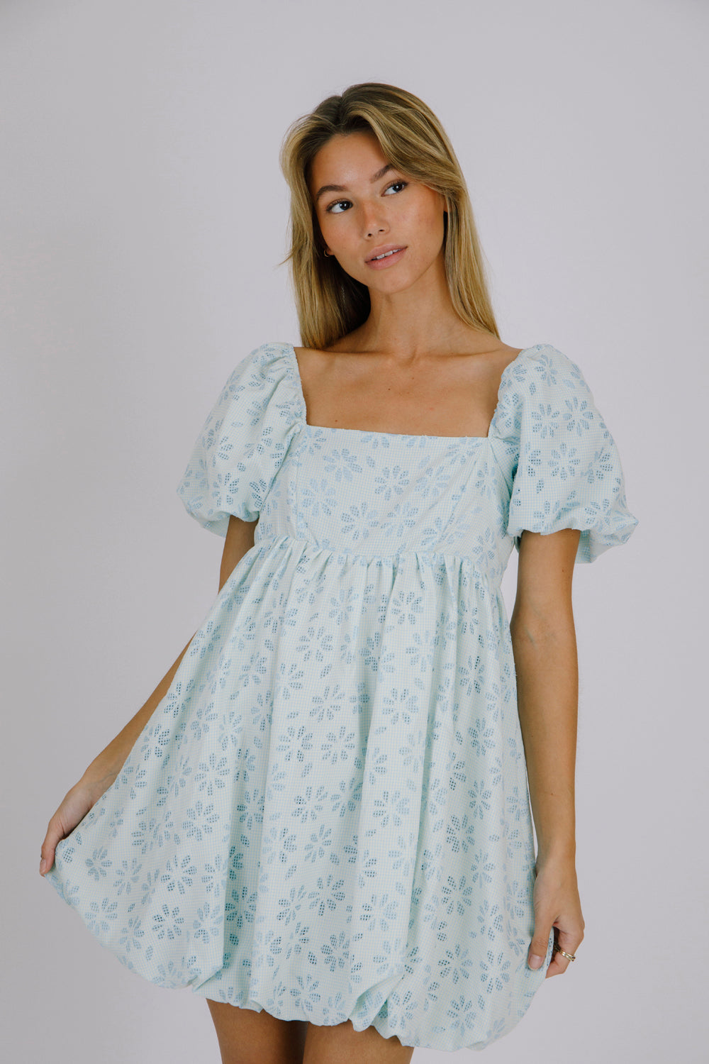 Dayana Blue Daisy Gingham Dress Front