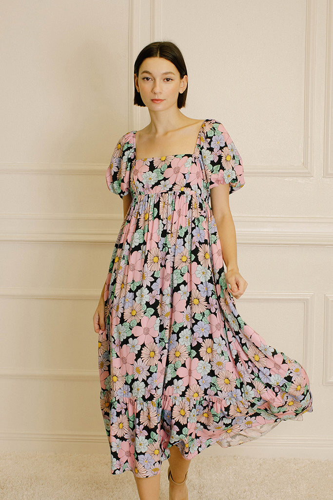 Emma Floral Print Midi Dress Front