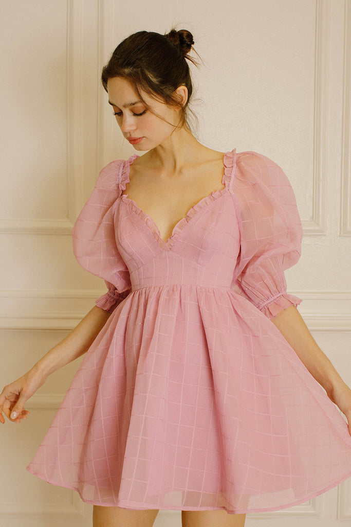 Raelynn Pink Baby Doll Mini Dress Side