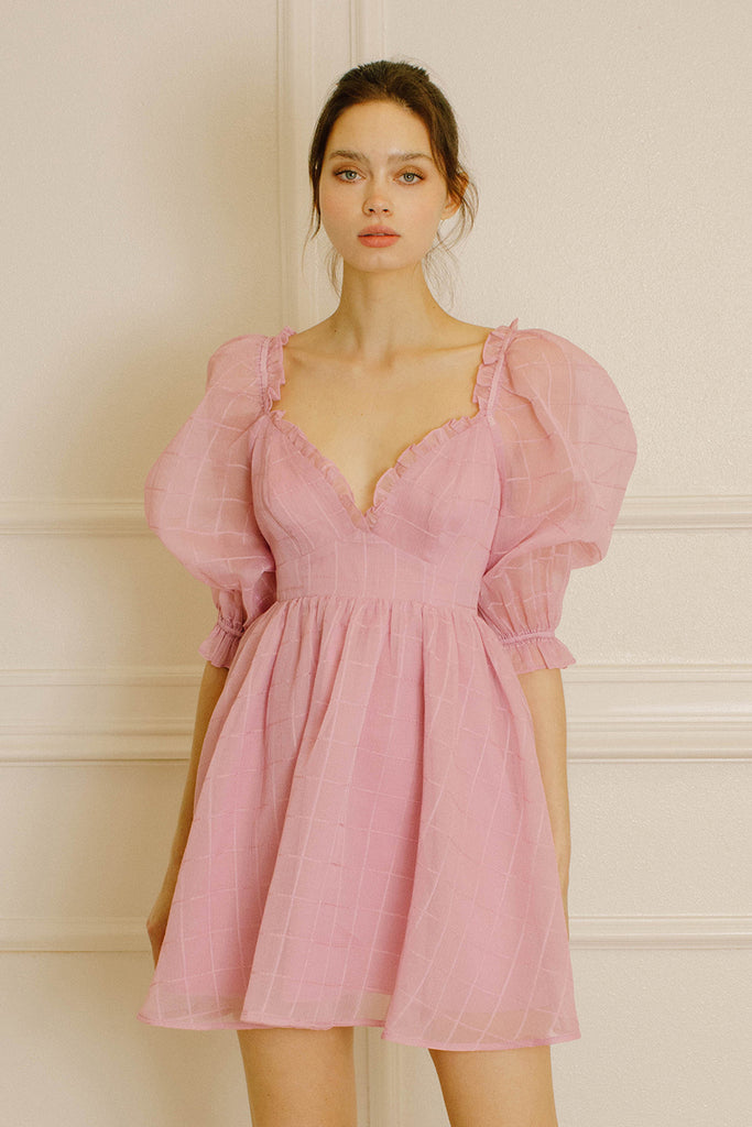 Raelynn Pink Baby Doll Mini Dress Front