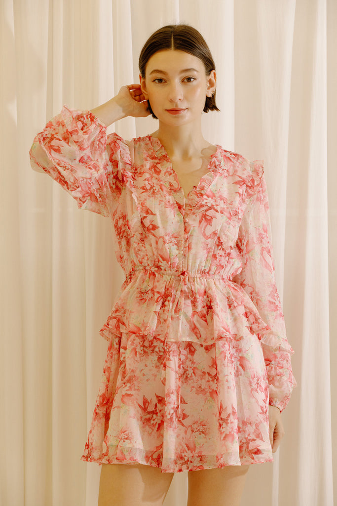 Marie Floral Print Mini Dress Front
