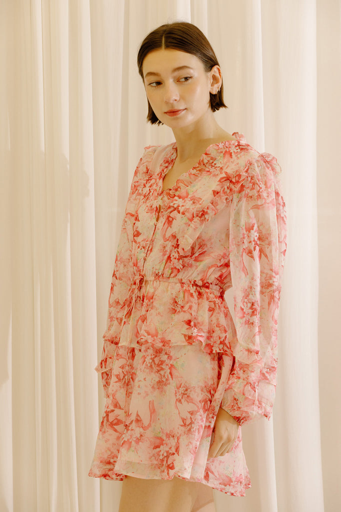 Marie Floral Print Mini Dress Side