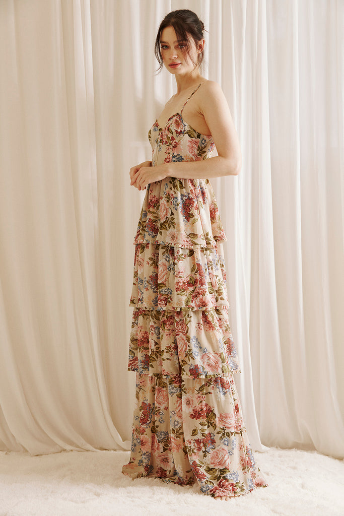 Cooper Romantic Rose Print Maxi Dress Side