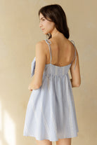 The Flirt Bow Blue Check Mini Dress Back