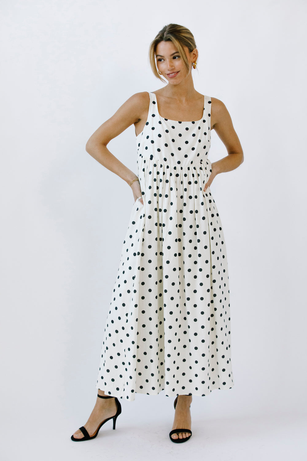 Maria Polka Dot Midi Dress Front