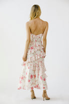 Beatrice Asymmetrical Floral Ruffle Dress Back