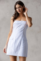Wren Blue Striped Mini Dress Front