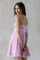 Charleigh Striped Lace-Trim Mini Dress Back