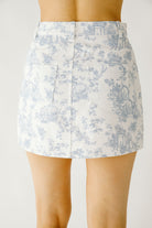 Margaret Garden Print Blue Toile Skirt Back