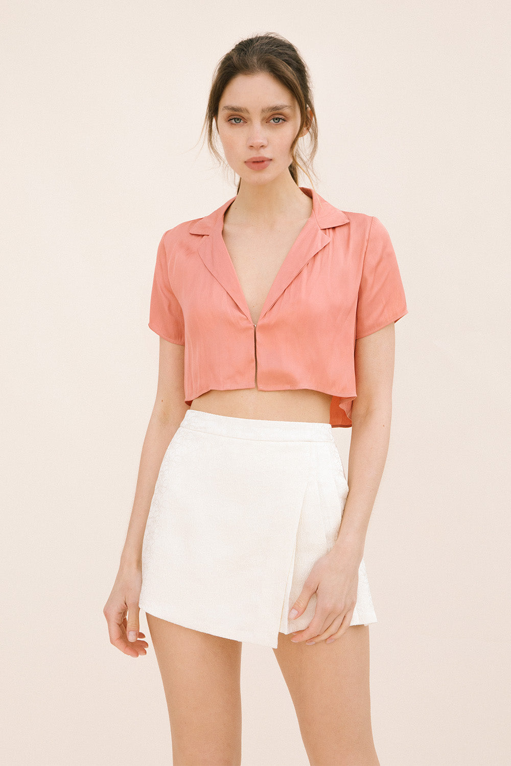 Tess Pink Crop Top Front