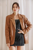 Cassandra Faux Leather Oversized Blazer Alternative