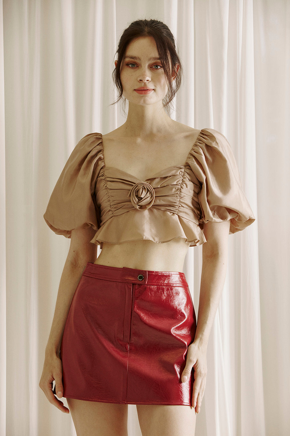 Suzette Satin Sheen Crop Top Front