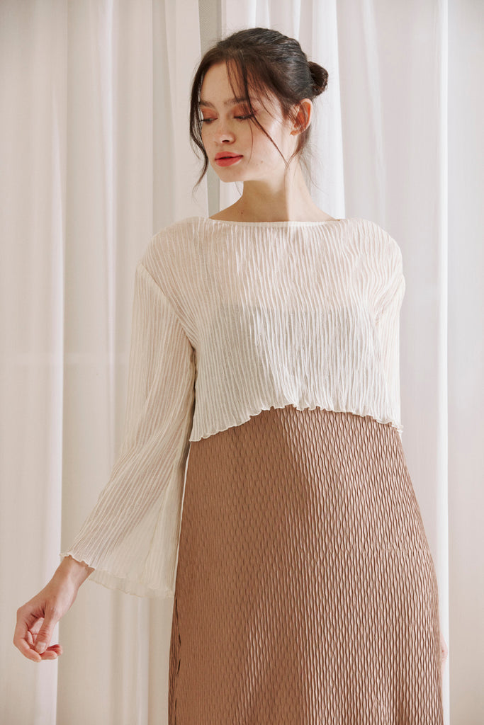 Maisie Pleated See-through Cover Up Crop Top Front Details