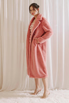 Athena Faux Fur Long Pink Coat Side