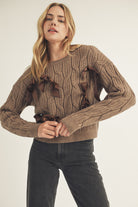 Gwendolyn Bow Sweater Front in Brown