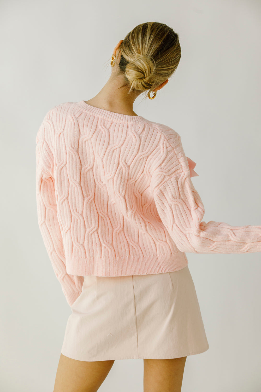 Gwendolyn Bow Sweater Back in Pink