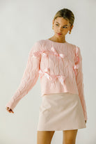 Gwendolyn Bow Sweater Front in Pink