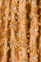 Caramel dress with 3D floral and sequins detail throughout
