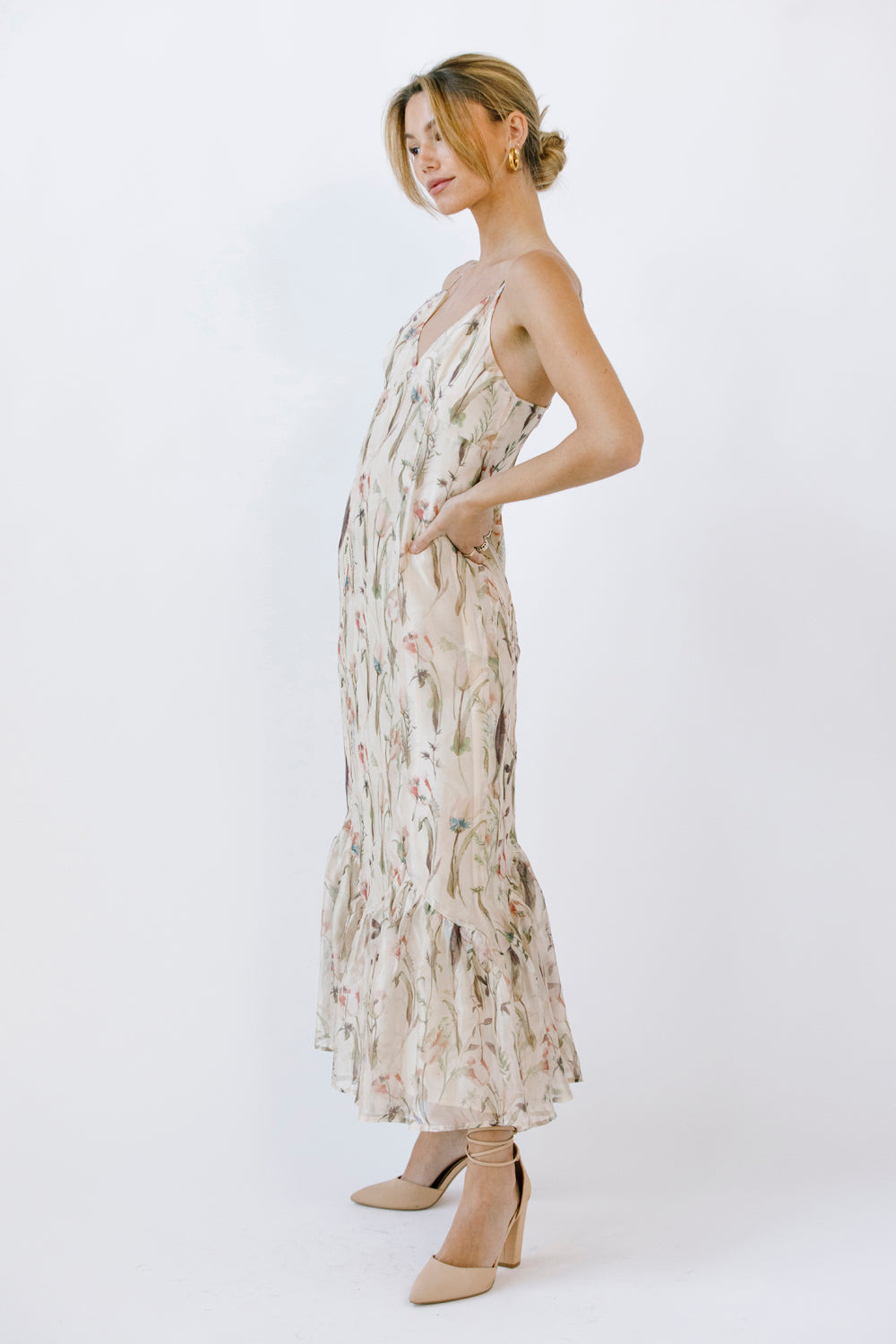 Eleanor Tulip Floral Fishtail Dress Side