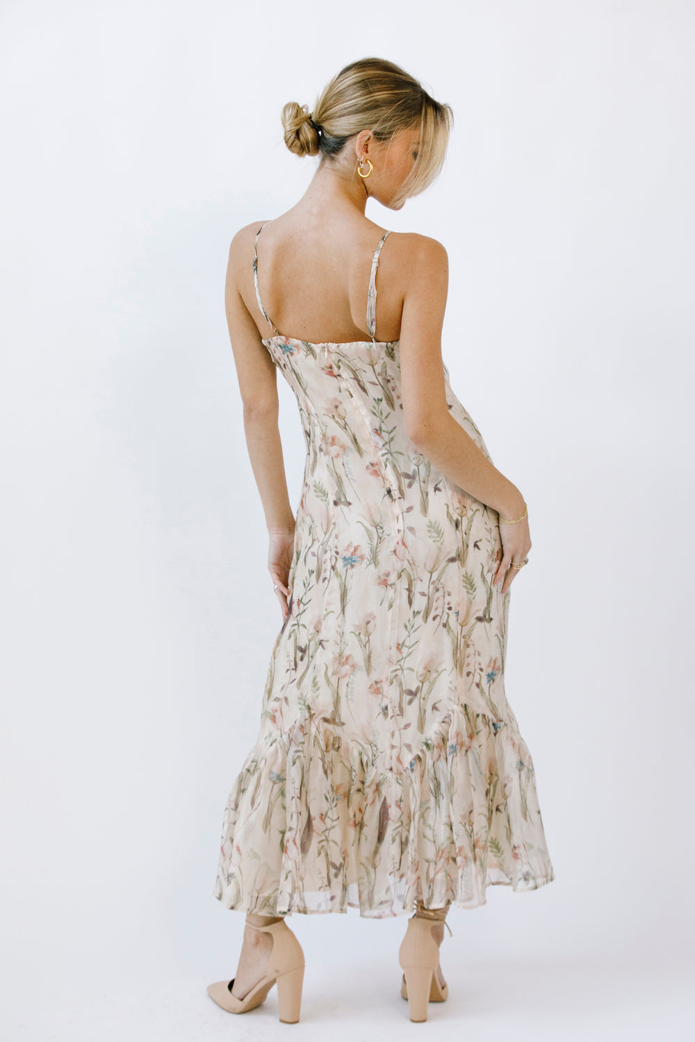 Eleanor Tulip Floral Fishtail Dress Back