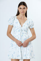 Ileana Blue Rose Open Back Mini Dress Front