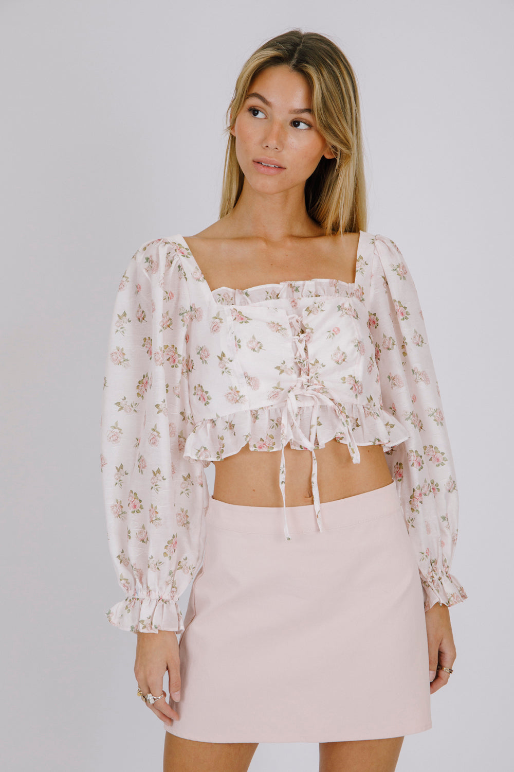 Rowan Ruffled Square Neck Top Front