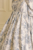 Blue garden toile print on a dress