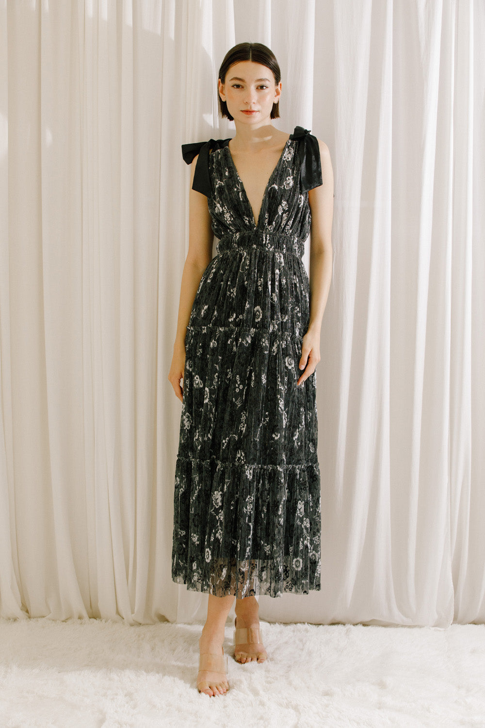 black and silver wrap dress YOURS LONDON Plus Size Black & Silver Metallic Dobby Wrap Dress