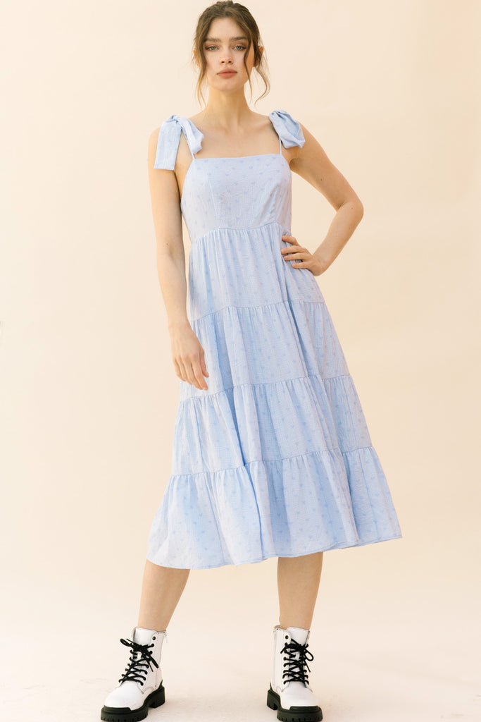 Amara Blue Heart Print Dress Front