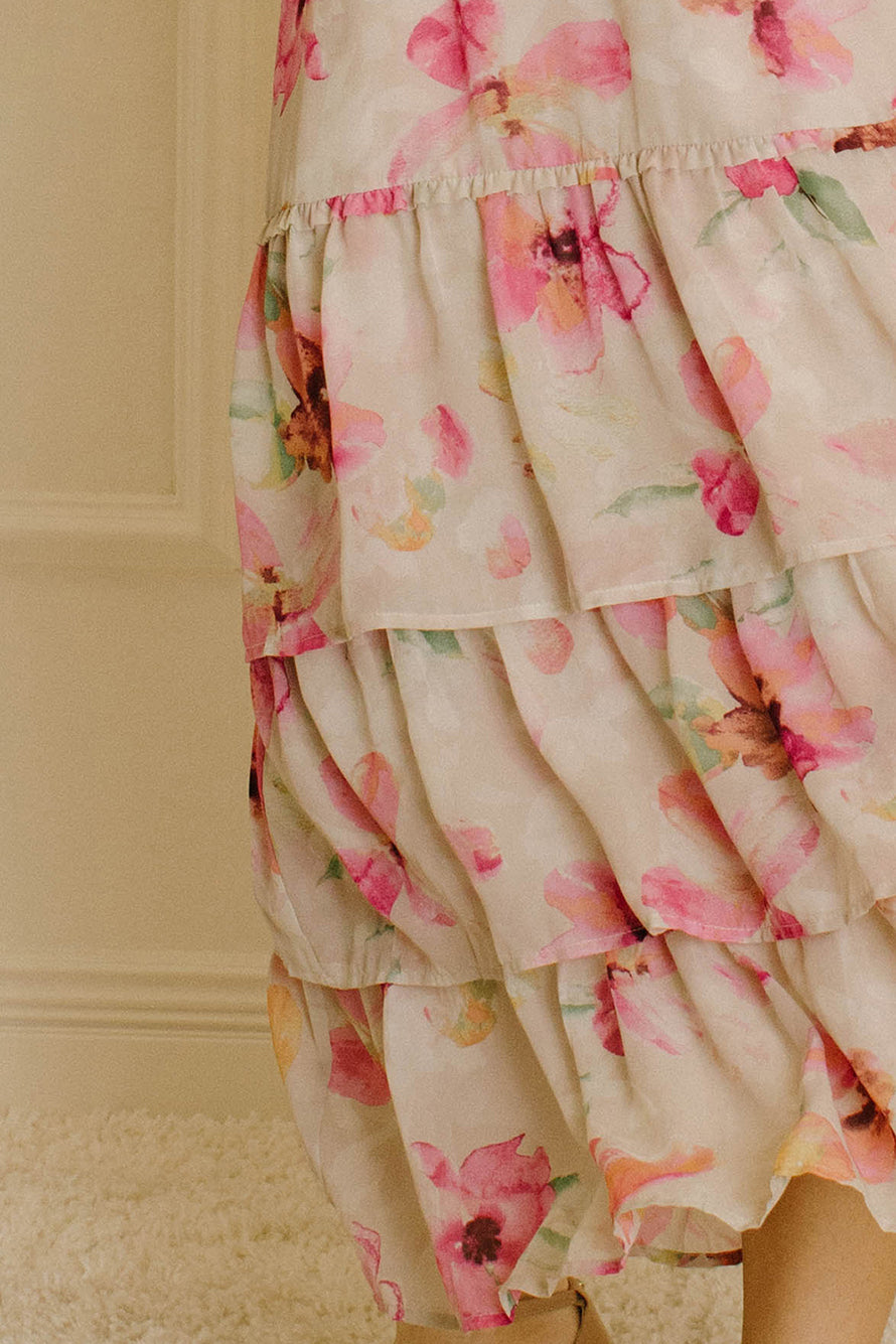 Grey and pink floral print