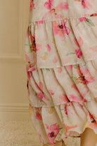 Grey and pink floral print