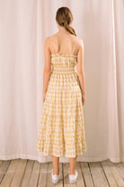 Yellow Plaid Gingham Maxi Dress Back