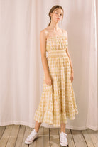 Yellow Plaid Gingham Maxi Dress Side