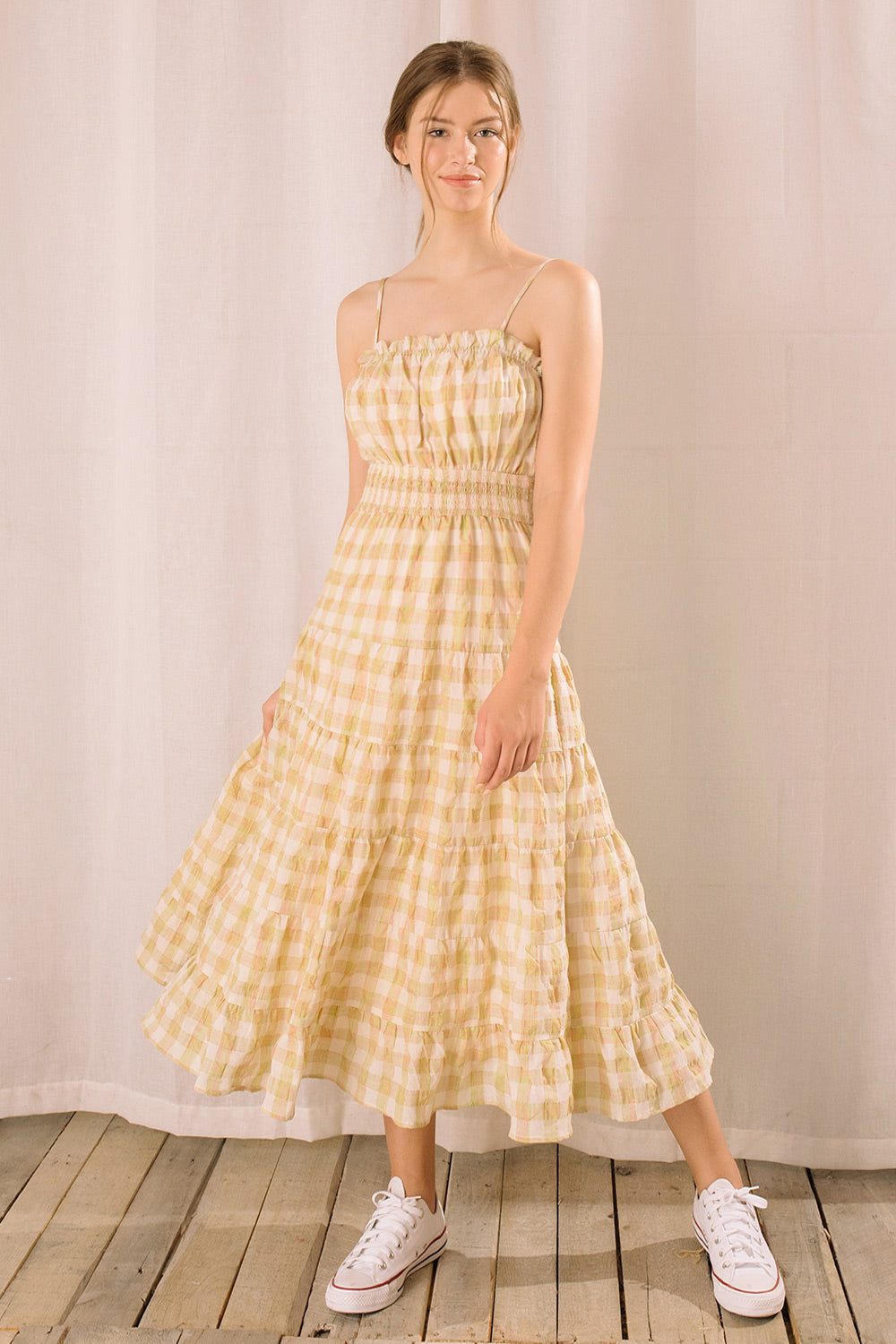 Yellow Plaid Gingham Maxi Dress Alternative