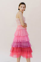 Elyna Pink Ombre Tulle Dress Back